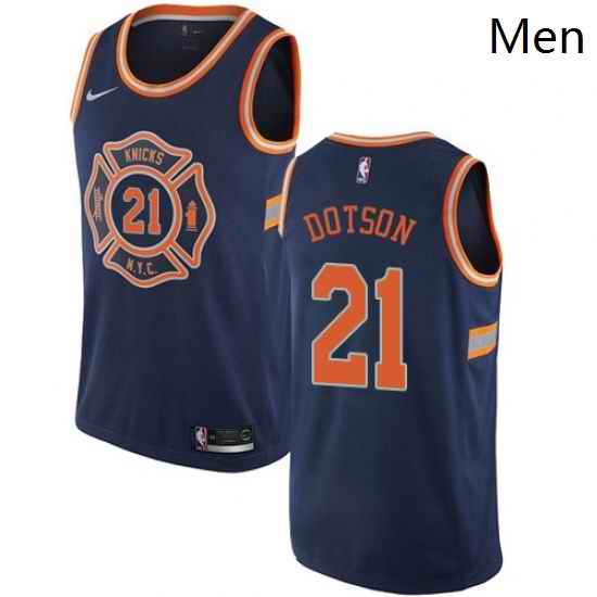 Mens Nike New York Knicks 21 Damyean Dotson Swingman Navy Blue NBA Jersey City Edition
